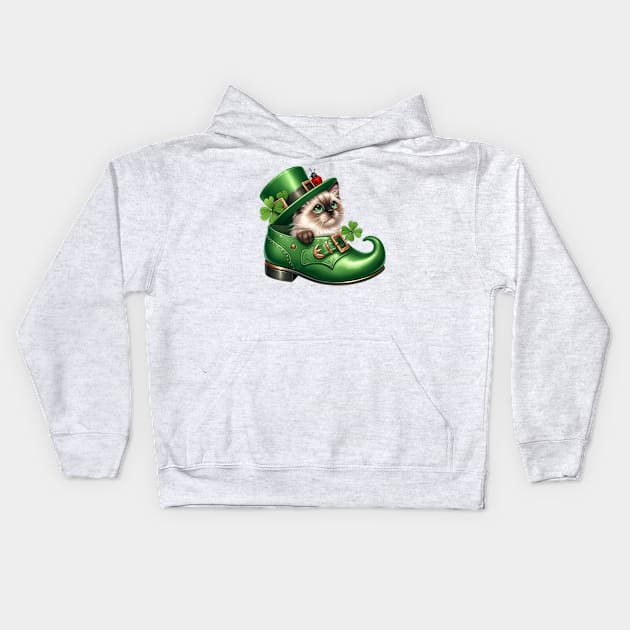 Balinese Cat Shoes For Patricks Day Kids Hoodie by Chromatic Fusion Studio